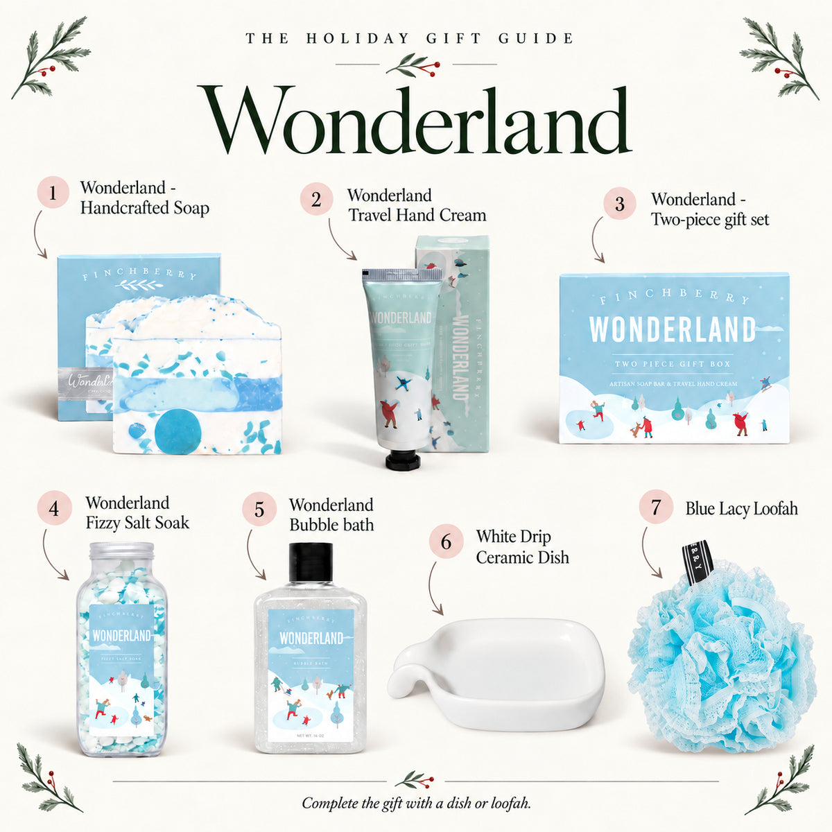 Wonderland holiday gift guide with coordinating soap dish and Lacy Loofah