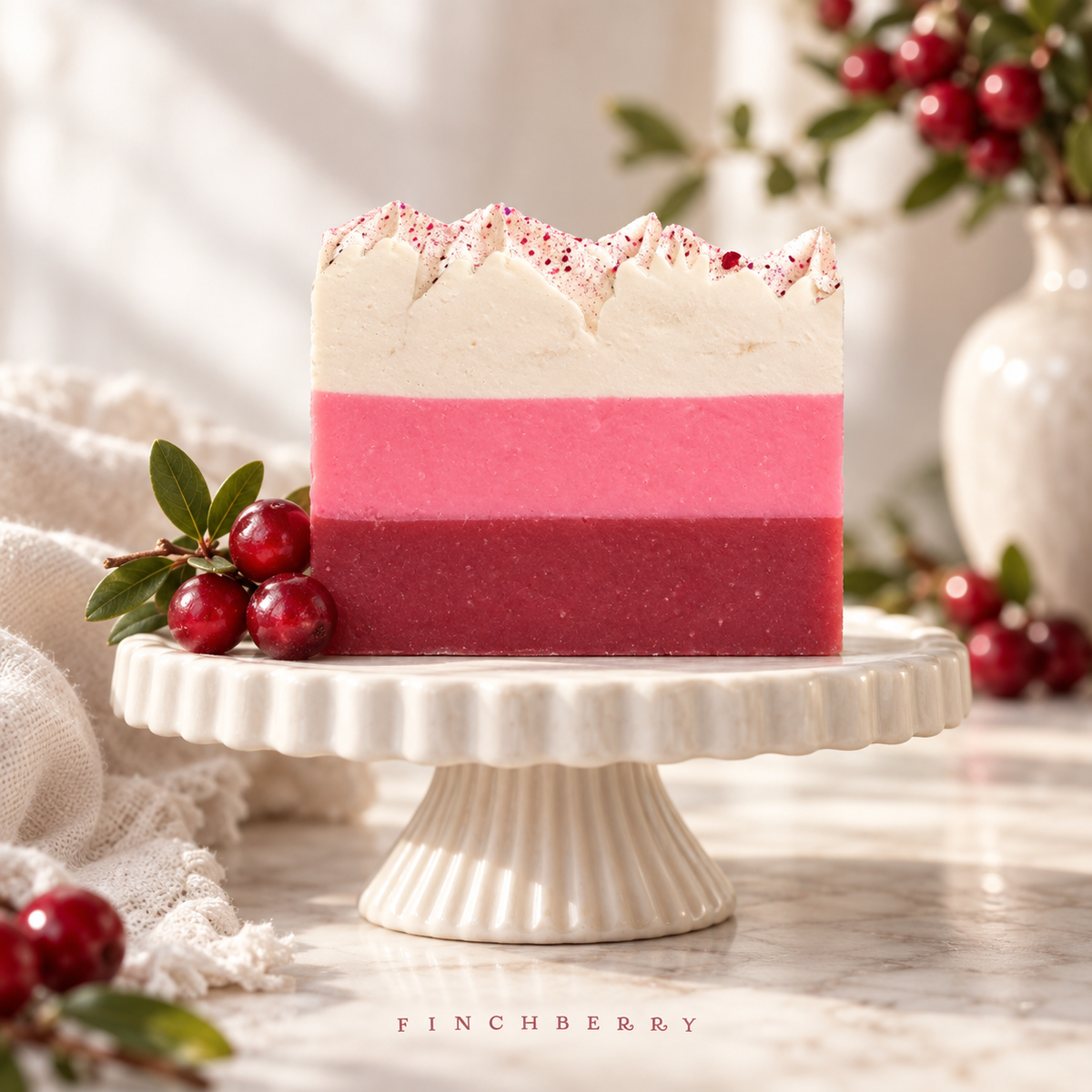 Holiday Edition - Cranberry Chutney Handcrafted Soap styled editorial product photograph
