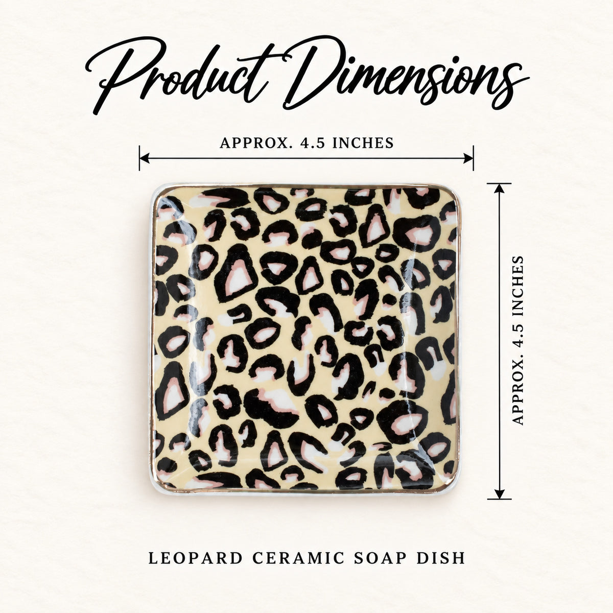 Leopard print Ceramic Soap Dish dimensions image