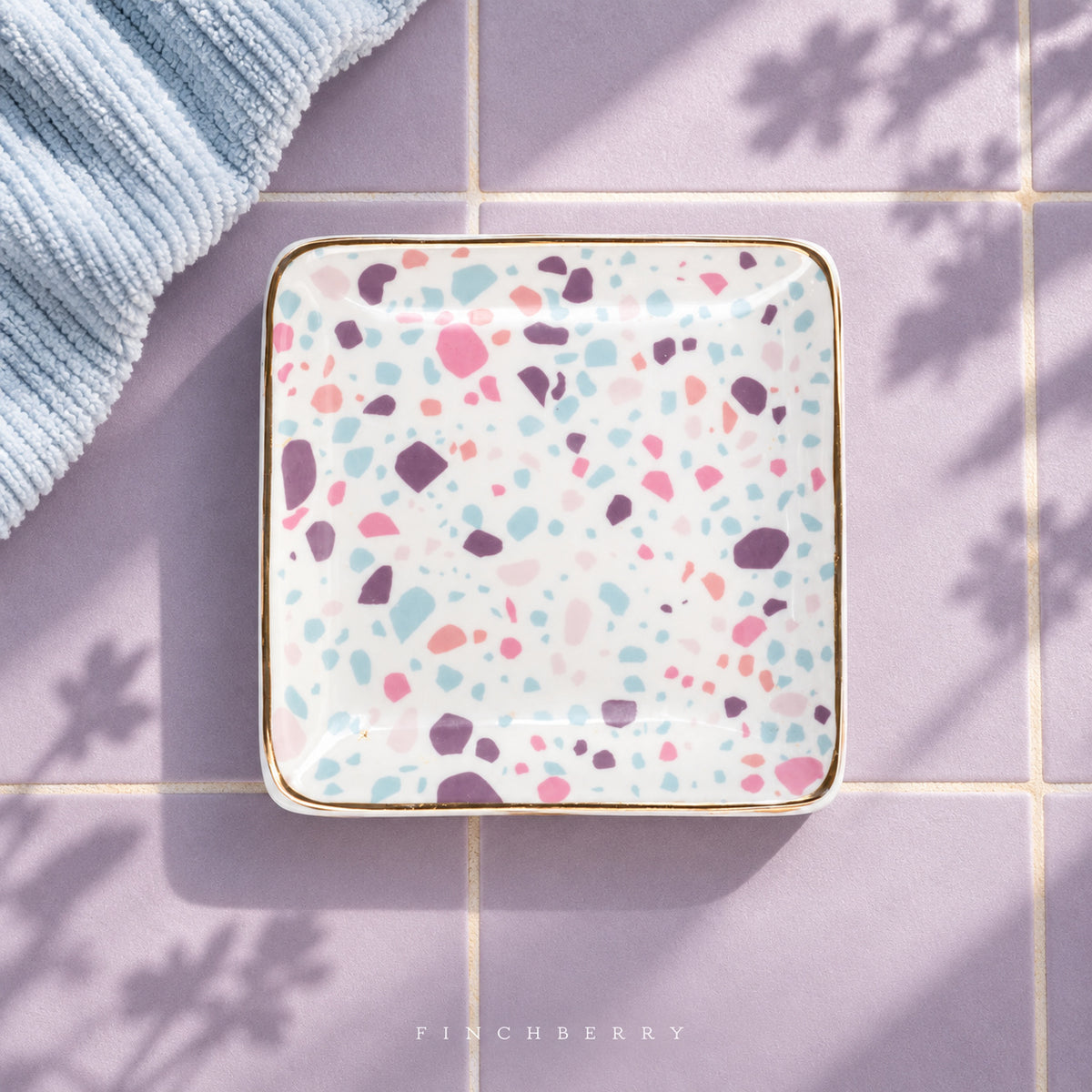 Pastel Terrazzo Ceramic Soap Dish styled image