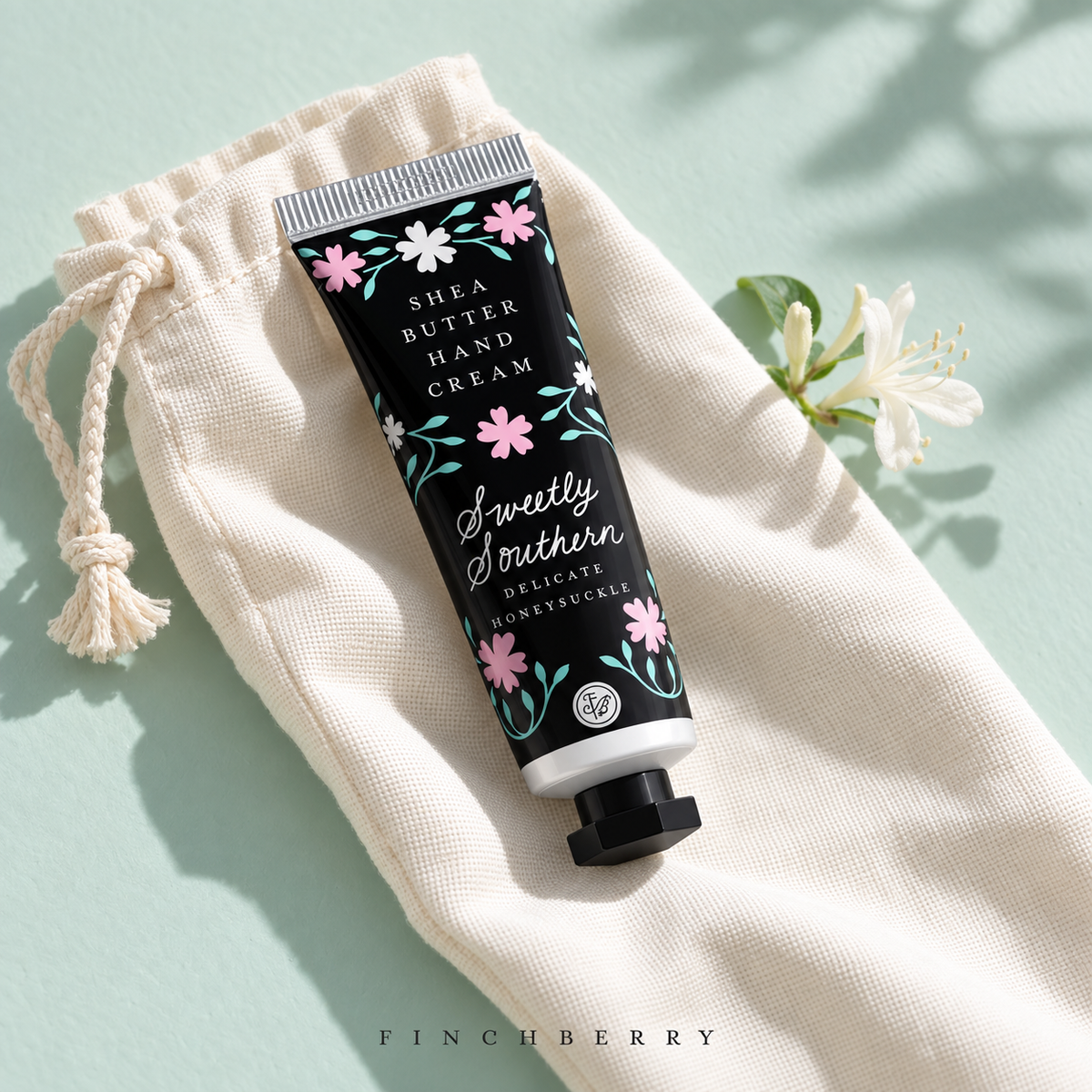 Sweetly Southern Travel Hand Cream styled editorial product photograph