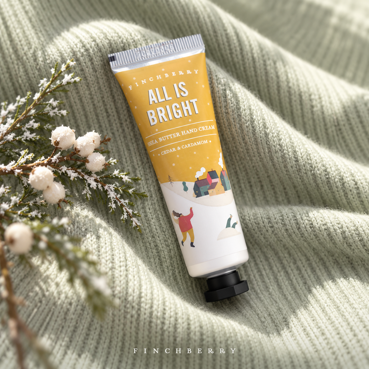 Holiday All is Bright Travel Hand Cream styled editorial product photograph