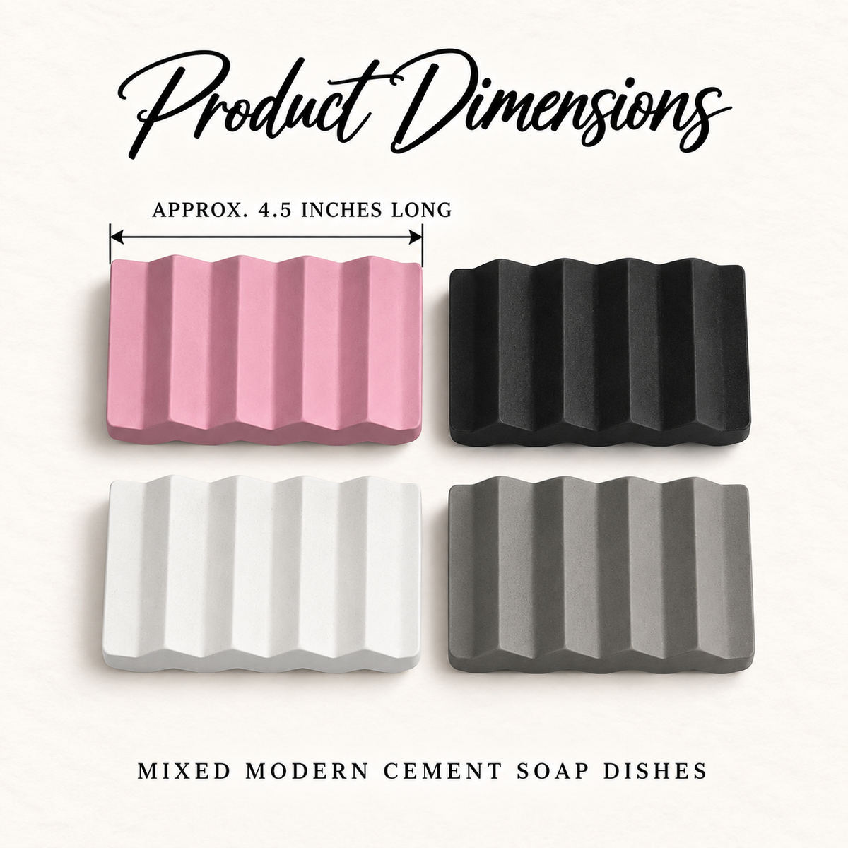 Modern Cement Soap Dish - Mixed Set of 4 approved product dimensions