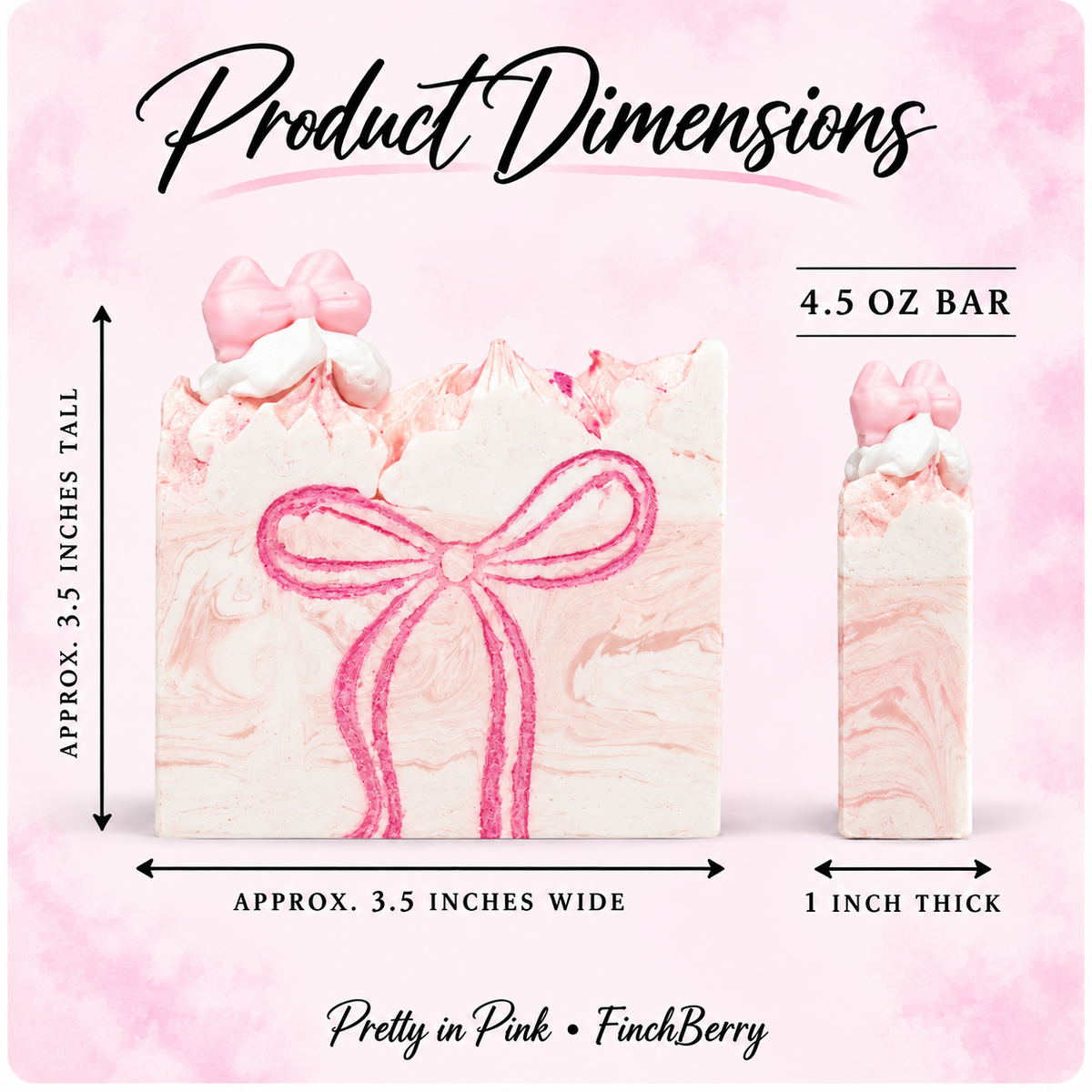 Pretty in Pink Handcrafted Vegan Soap with Pink Coquette Bow approved product dimensions
