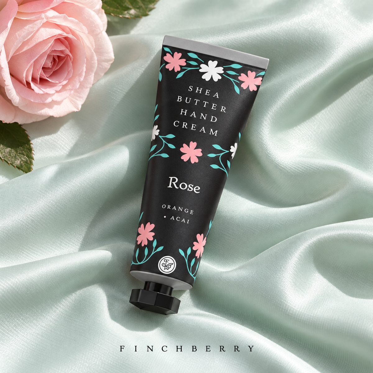 Rose Travel Hand Cream styled editorial product photograph