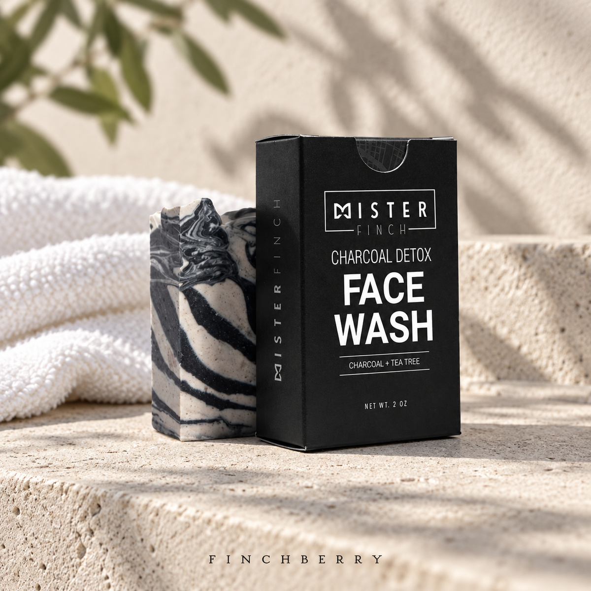 Mister Finch - Charcoal Detox Face Wash styled editorial product photograph