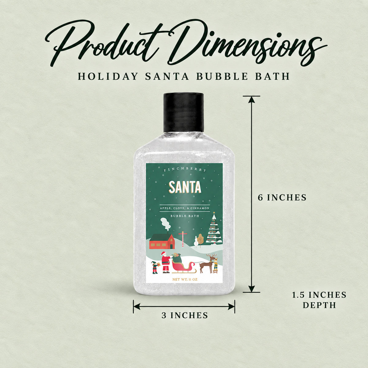 Holiday Santa Bubble Bath - Product Dimensions