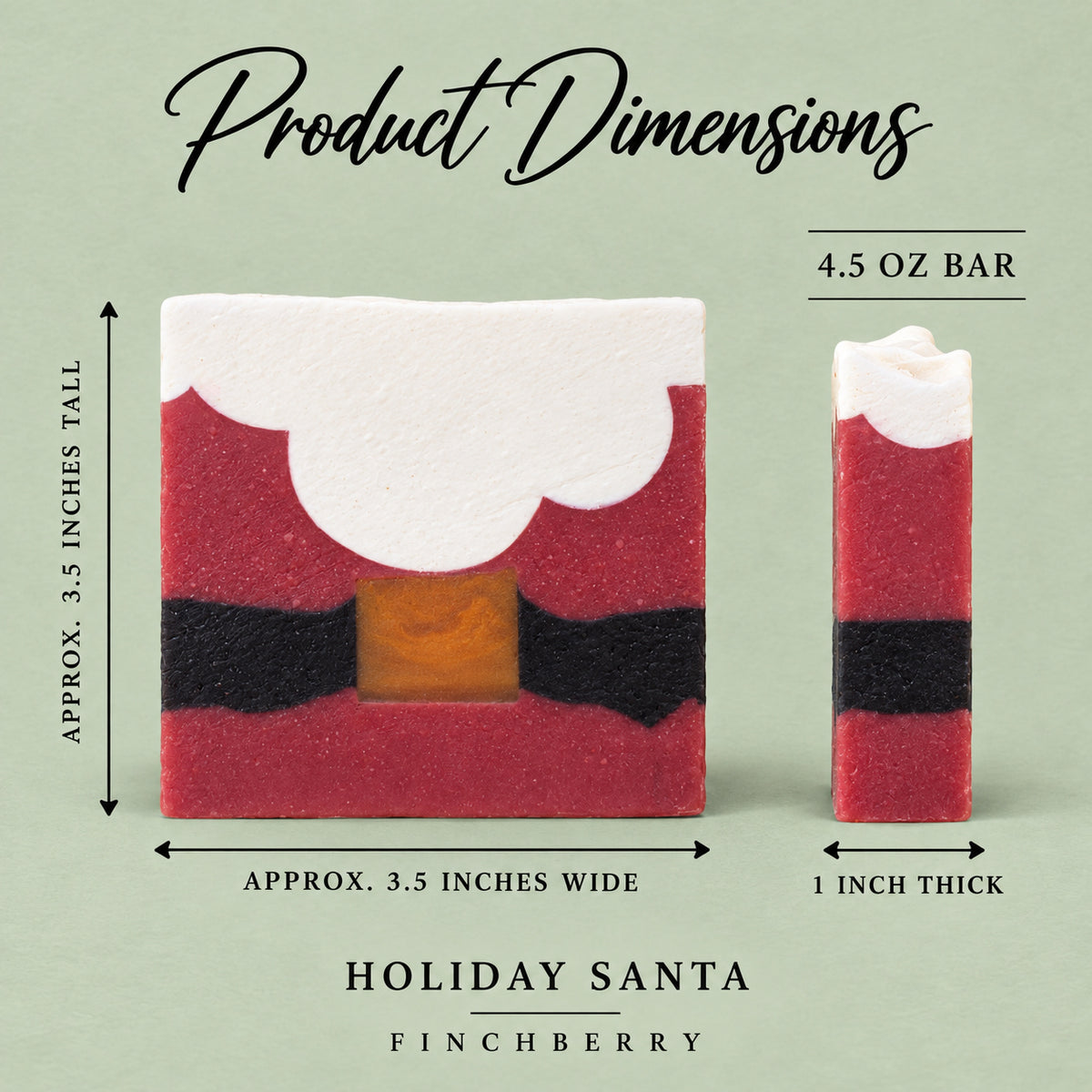 Holiday Santa - Handcrafted Soap - Product Dimensions
