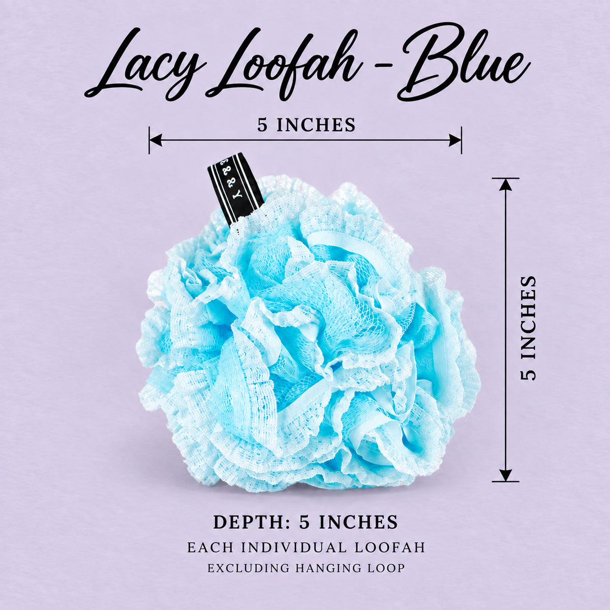 Lacy Loofah - Blue - Product Dimensions