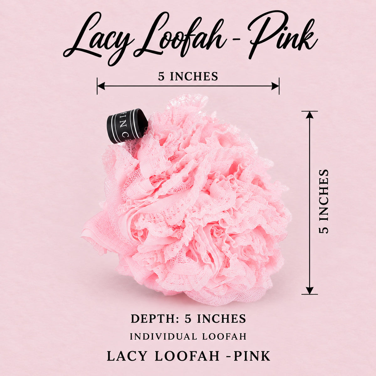 Lacy Loofah - Pink - Product Dimensions
