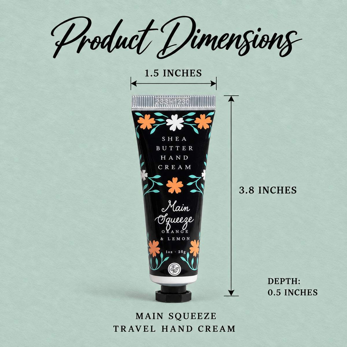Main Squeeze Travel Hand Cream - Product Dimensions