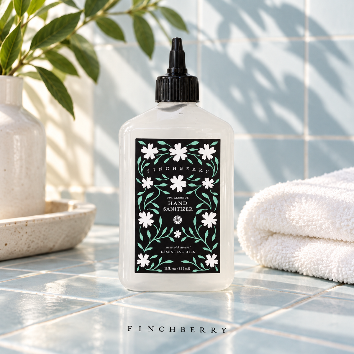 70% Alcohol Hand Sanitizer - 11 oz. Bottle styled editorial product photograph