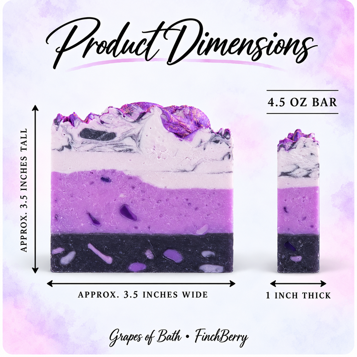 Grapes of Bath - Handcrafted Vegan Soap dimensions