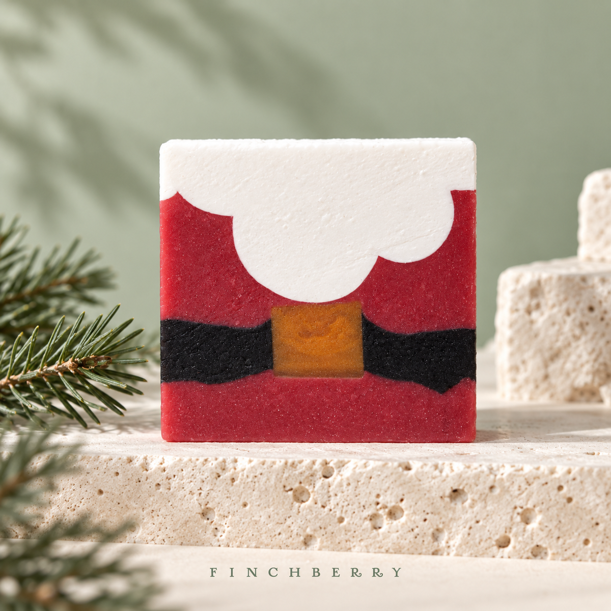 Holiday Santa - Handcrafted Soap styled editorial product photograph