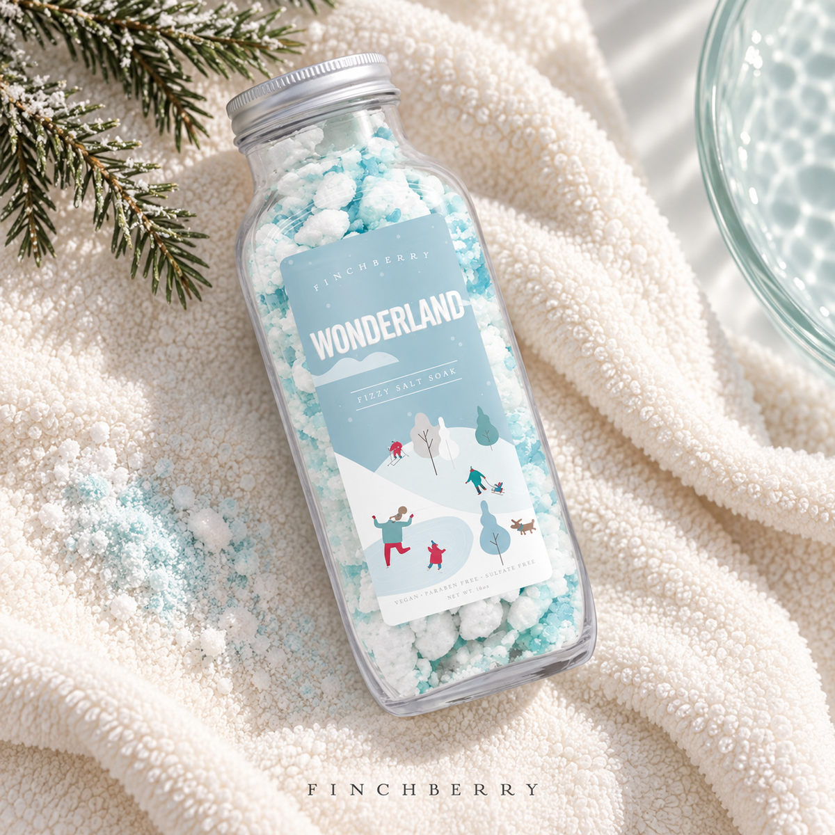 Holiday Edition - Wonderland Fizzy Salt Soak styled editorial product photograph