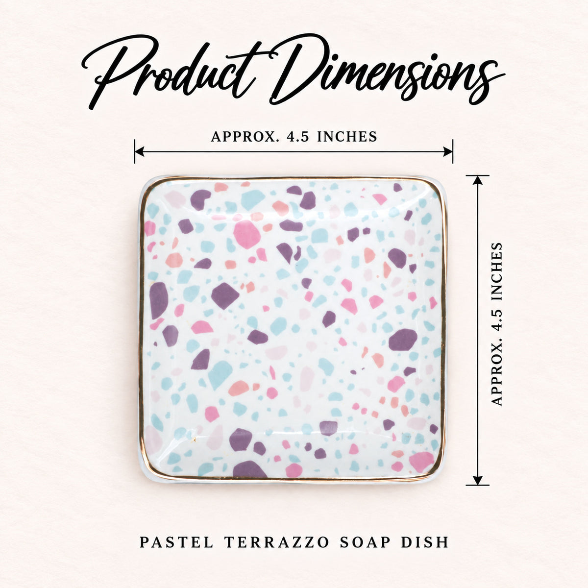 Pastel Terrazzo Ceramic Soap Dish dimensions image