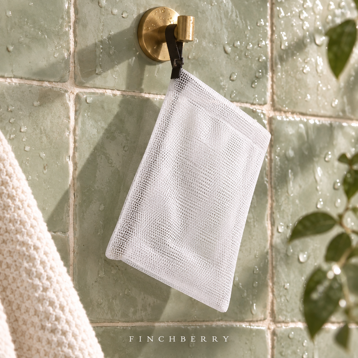 Loofah Soap Net Pouch styled editorial product photograph