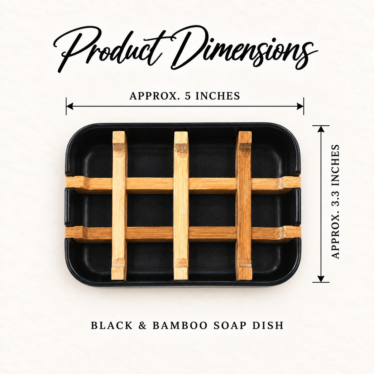 Black & Bamboo Soap Dish dimensions image