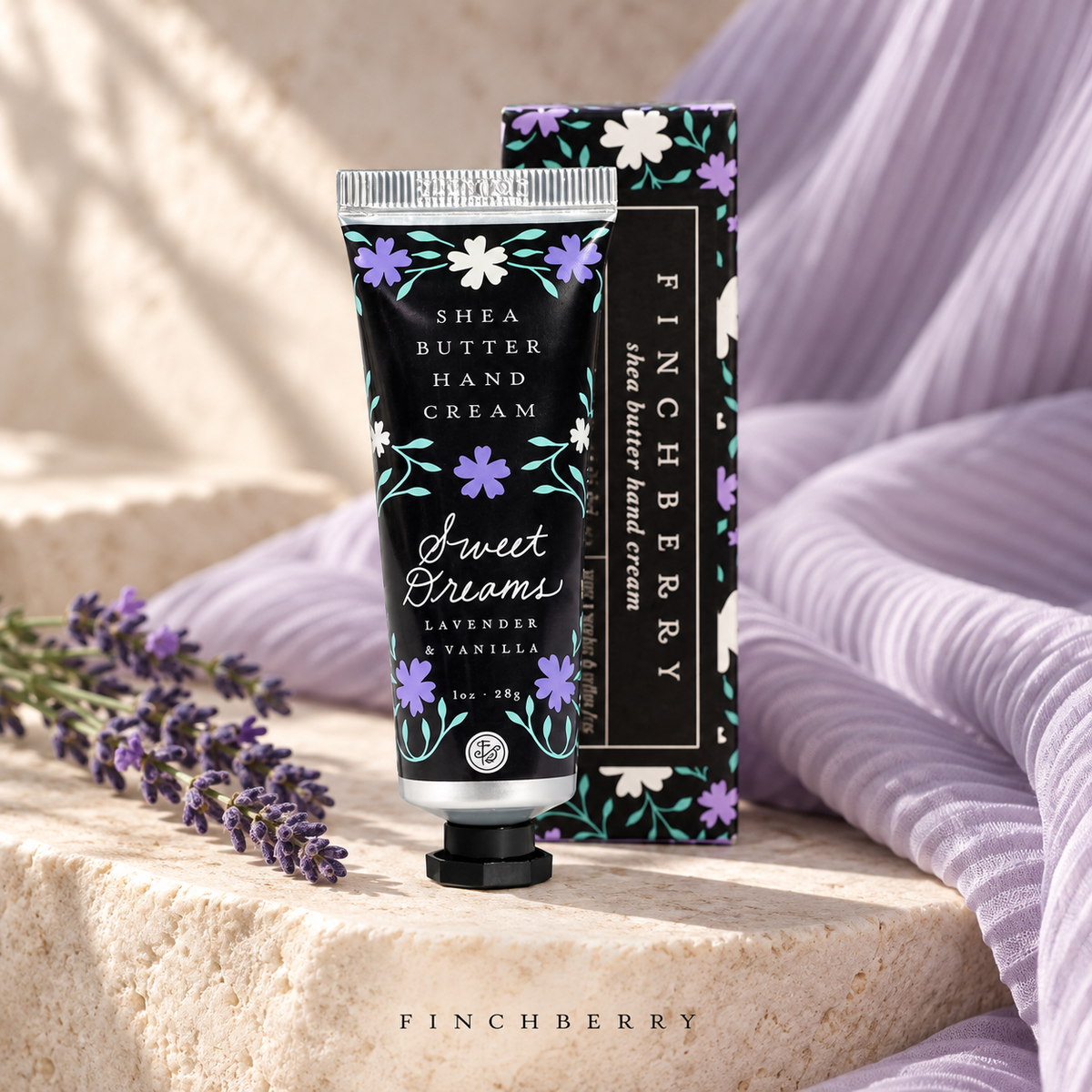 Sweet Dreams Travel Hand Cream styled editorial product photograph
