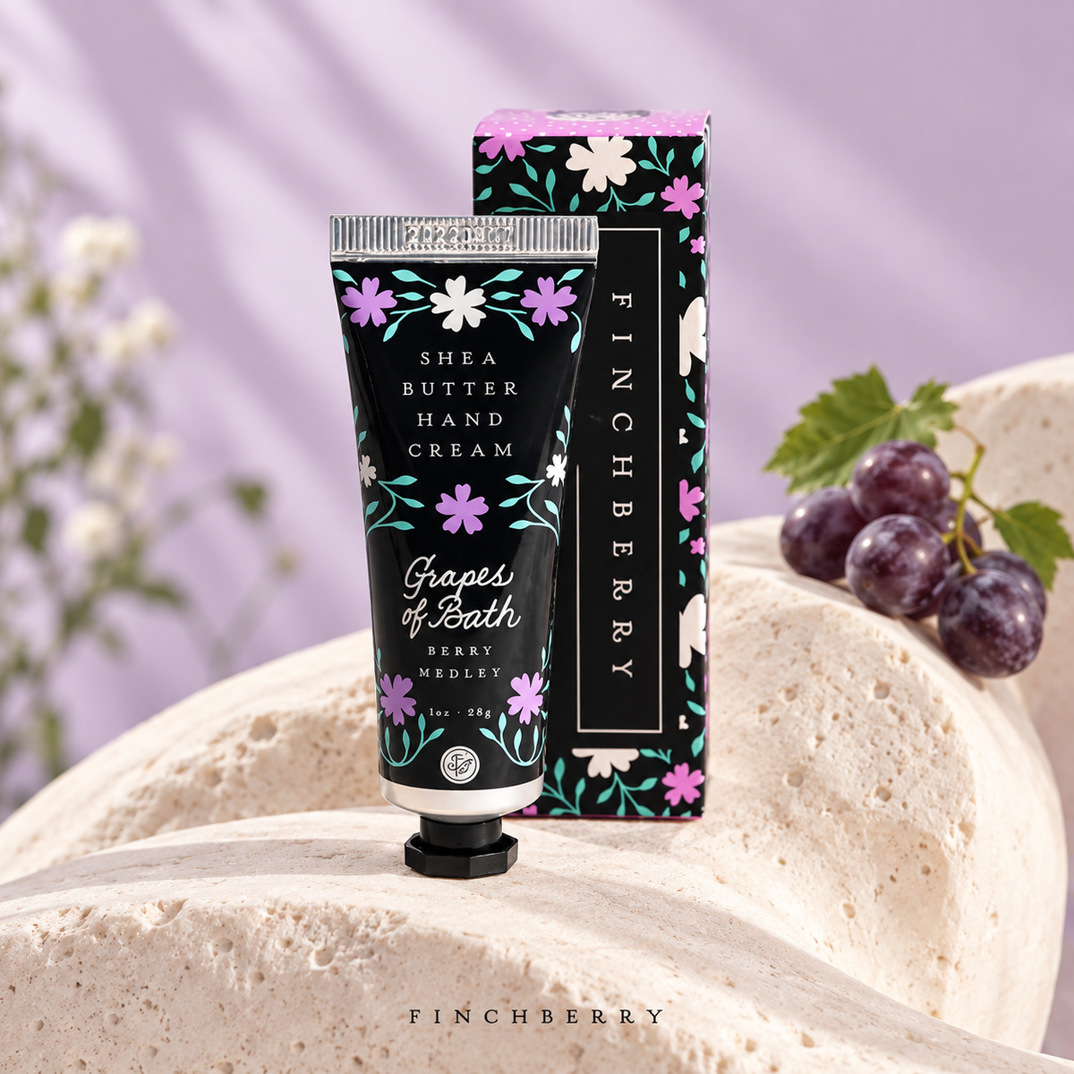 Grapes of Bath Travel Hand Cream styled editorial product photograph