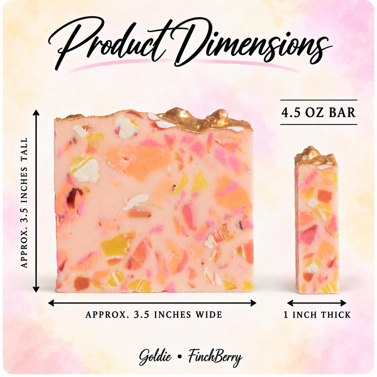 Goldie - Handcrafted Vegan Soap dimensions