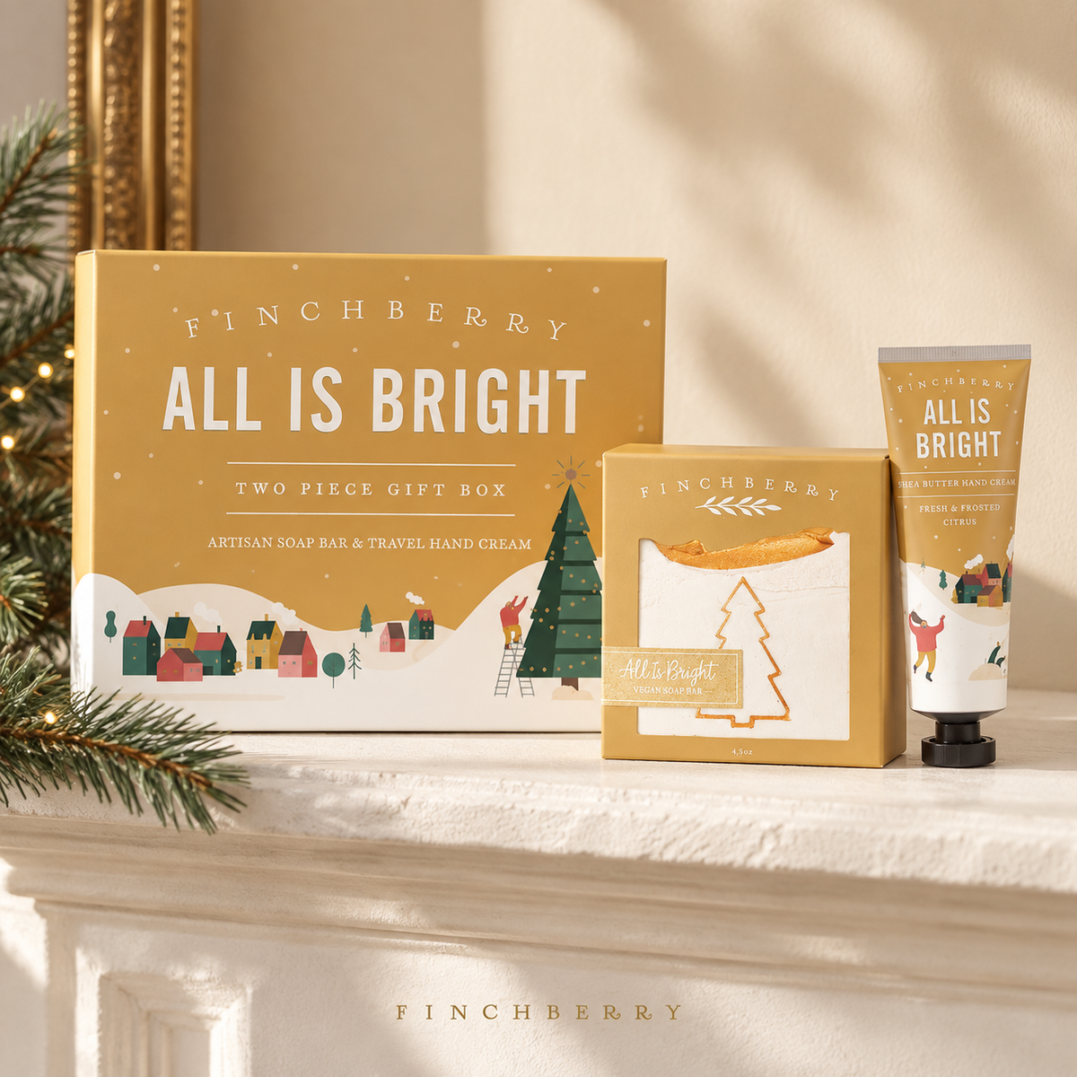 Holiday All is Bright - 2 Piece Gift Set styled editorial product photograph