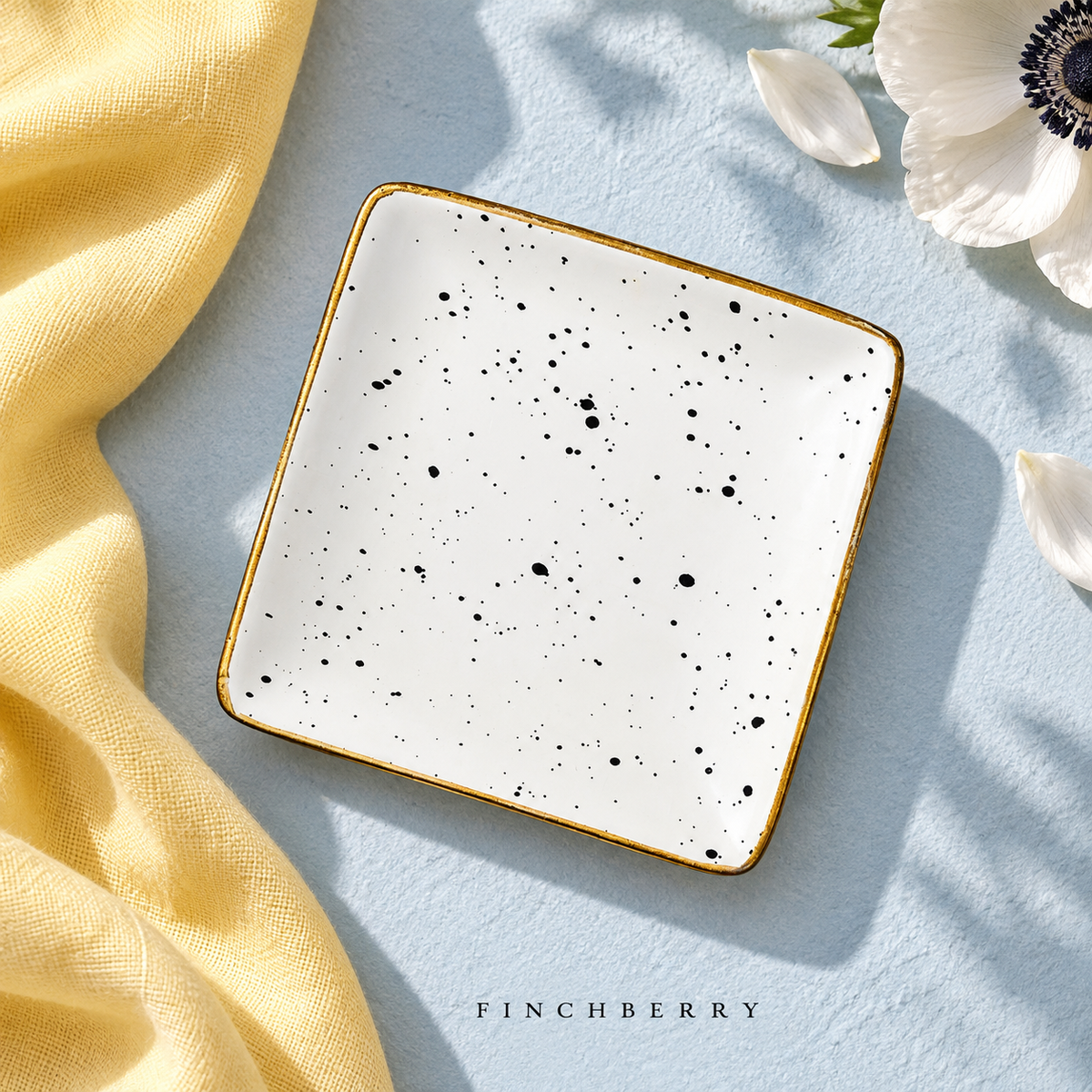Speckled Ceramic Soap Dish styled editorial product photograph