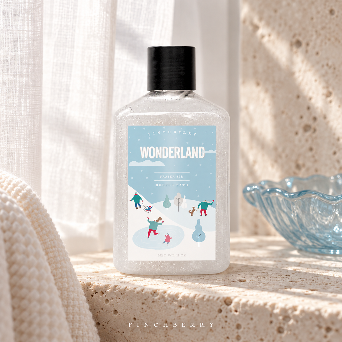 Holiday Wonderland Bubble Bath styled editorial product photograph