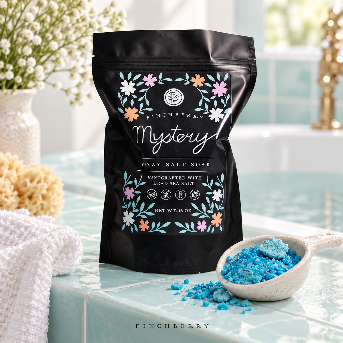 BULK - 1 LB - Mystery Fizzy Salt Soak styled editorial product photograph
