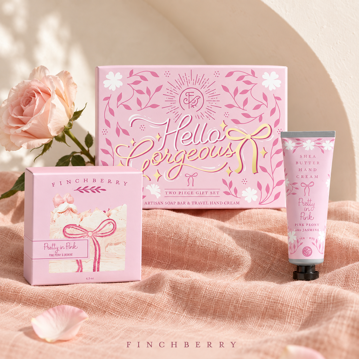 Hello Gorgeous 2 Piece Gift Set styled editorial product photograph