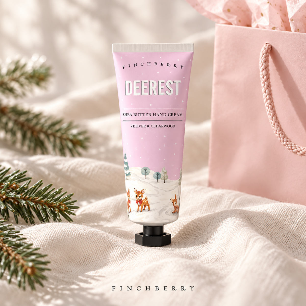 Holiday Deerest - Travel Hand Cream styled editorial product photograph