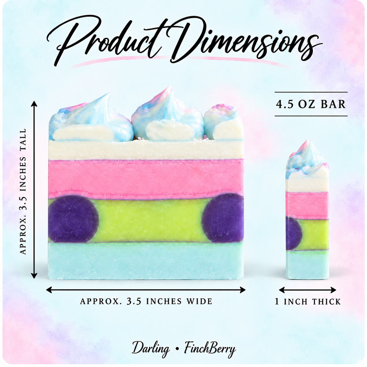 Darling - Handcrafted Vegan Soap dimensions
