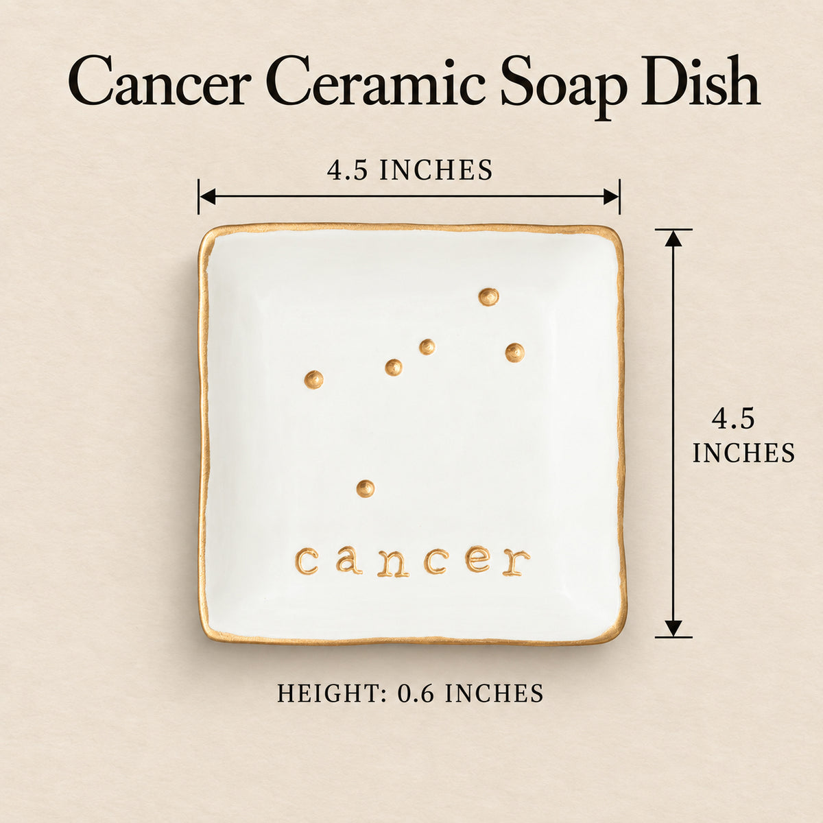 Cancer Ceramic Soap Dish - Product Dimensions
