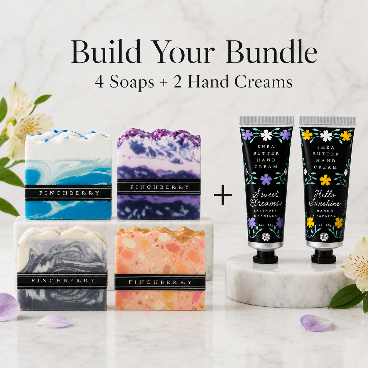 Build Your Bundle – 4 Soaps + 2 Hand Creams