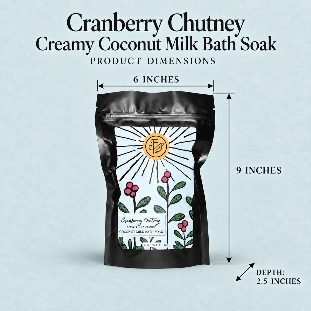 Cranberry Chutney Creamy Coconut Milk Bath Soak - Product Dimensions