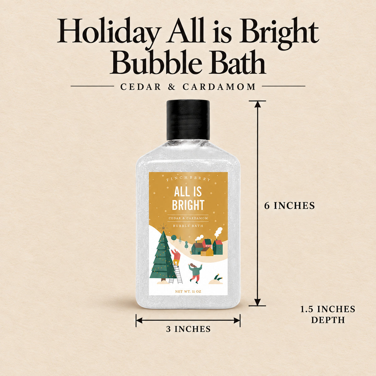Holiday All is Bright Bubble Bath - Product Dimensions
