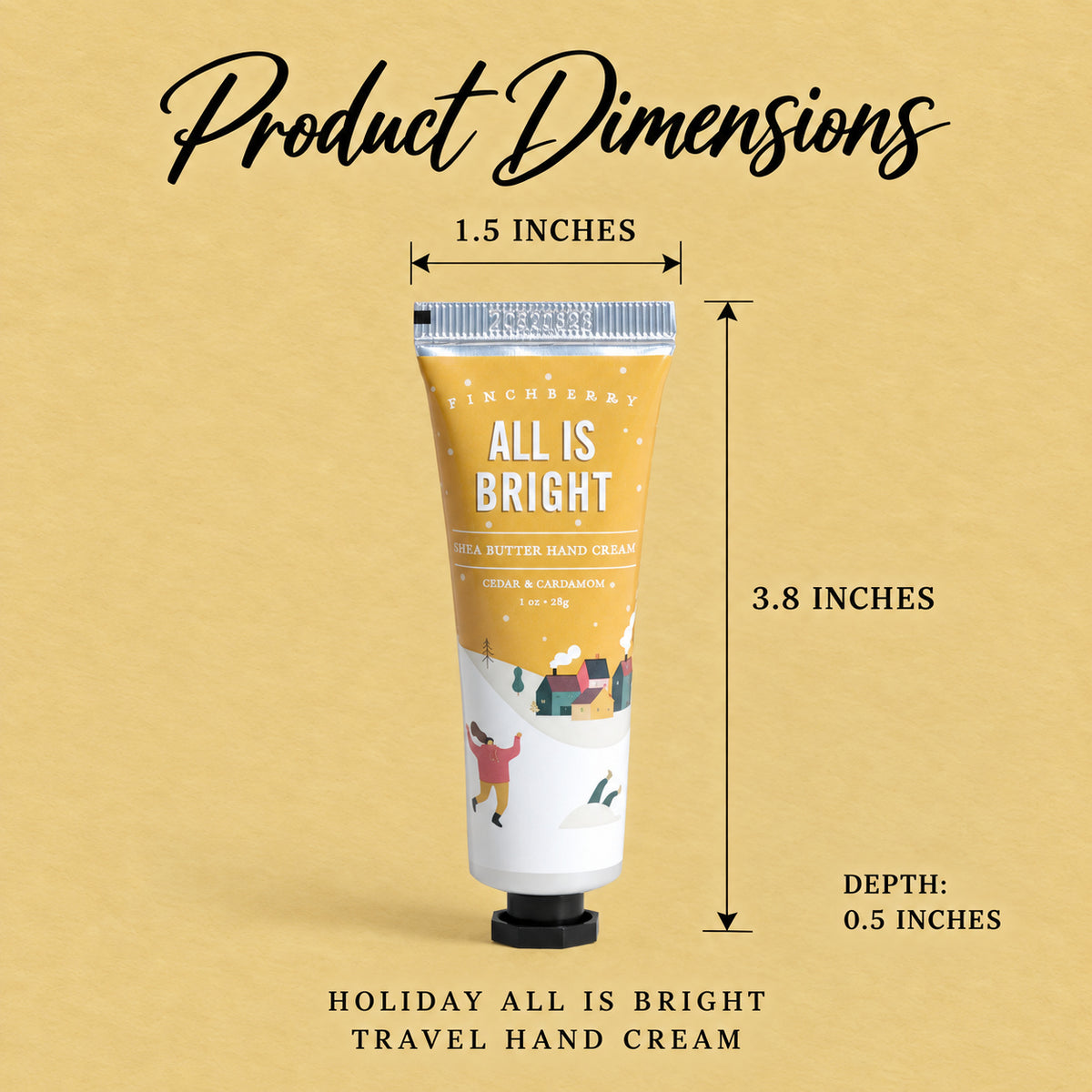 Holiday All is Bright Travel Hand Cream - Product Dimensions