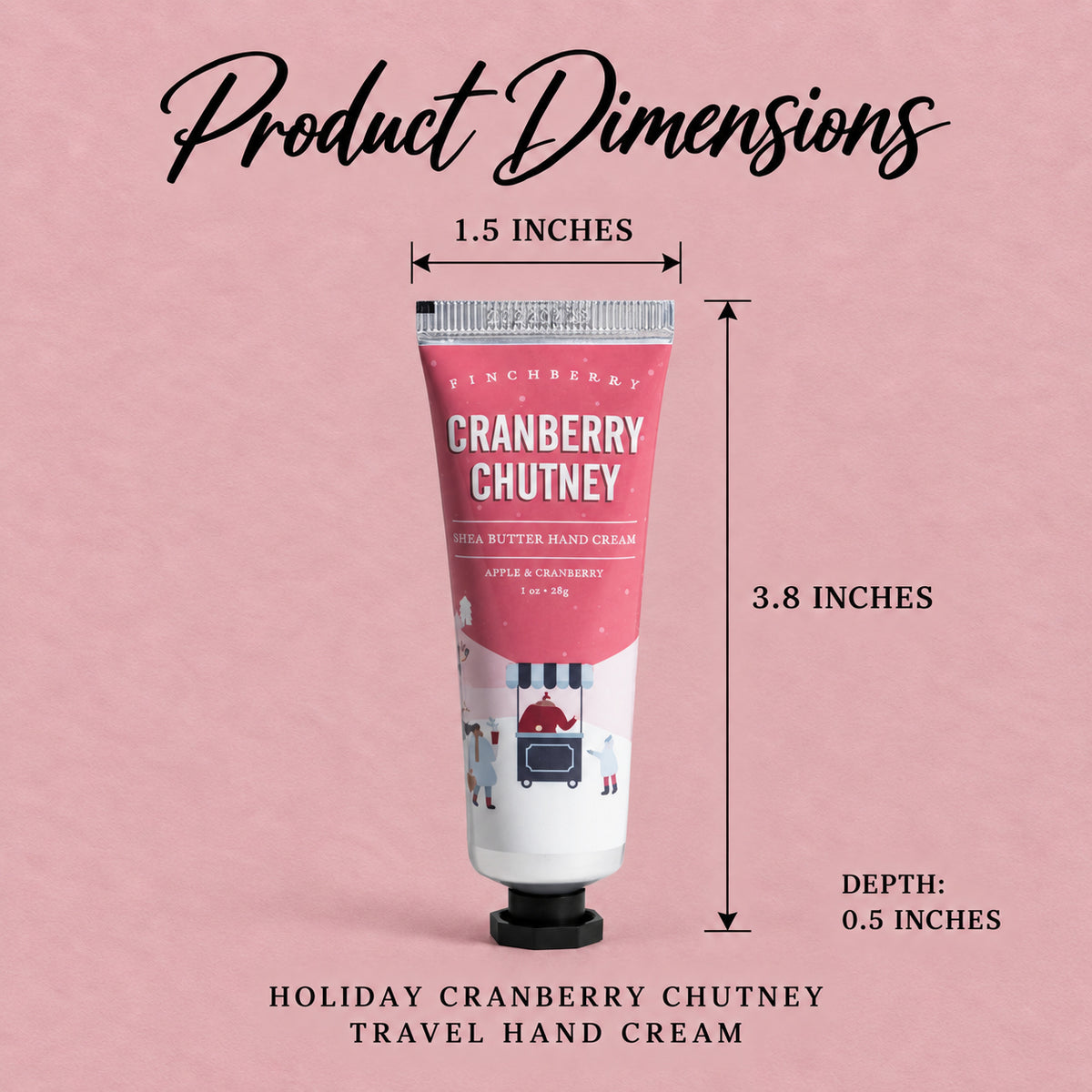 Holiday Cranberry Chutney Travel Hand Cream - Product Dimensions
