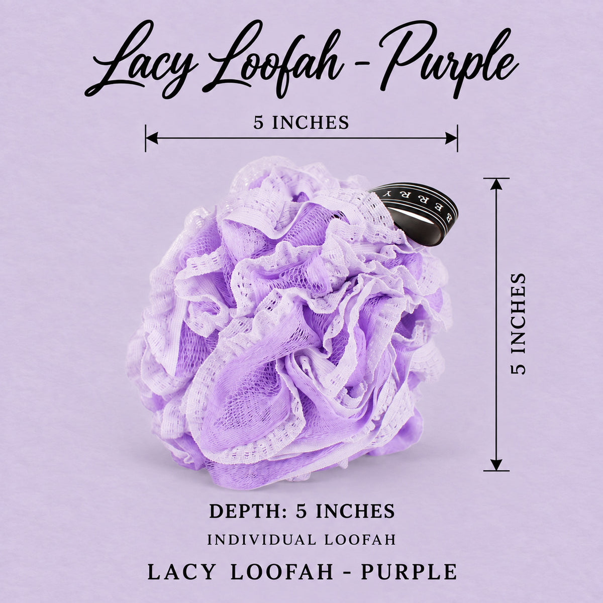 Lacy Loofah - Purple - Product Dimensions