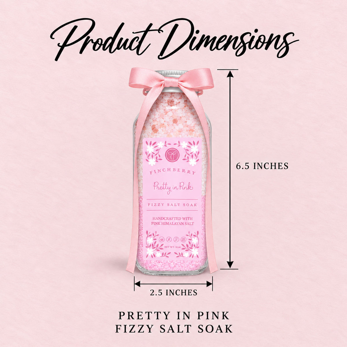 Pretty in Pink Fizzy Salt Soak - Product Dimensions