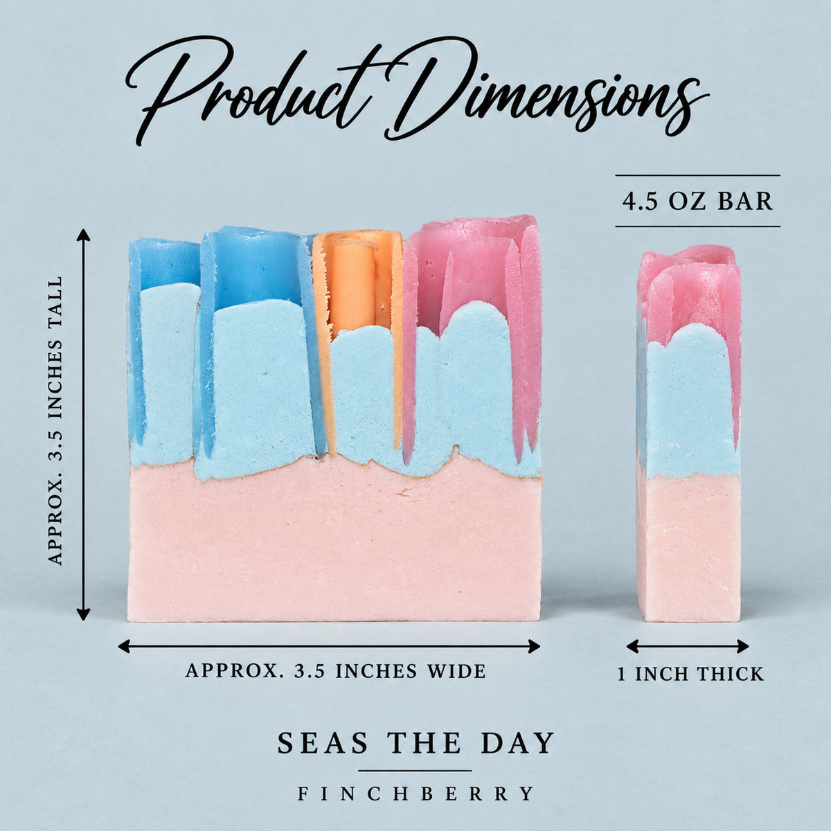 Seas the Day - Handcrafted Vegan Soap - Product Dimensions
