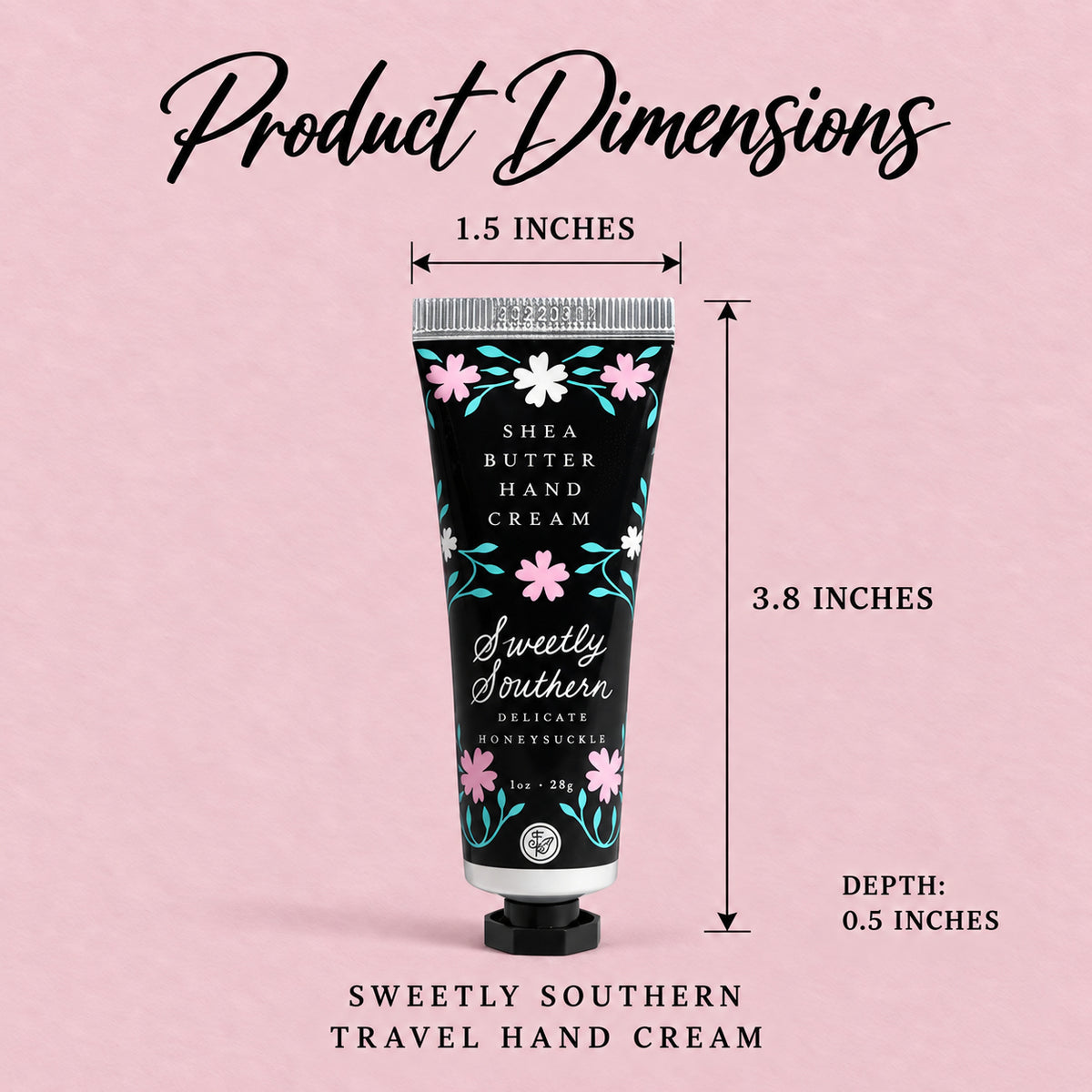 Sweetly Southern Travel Hand Cream - Product Dimensions