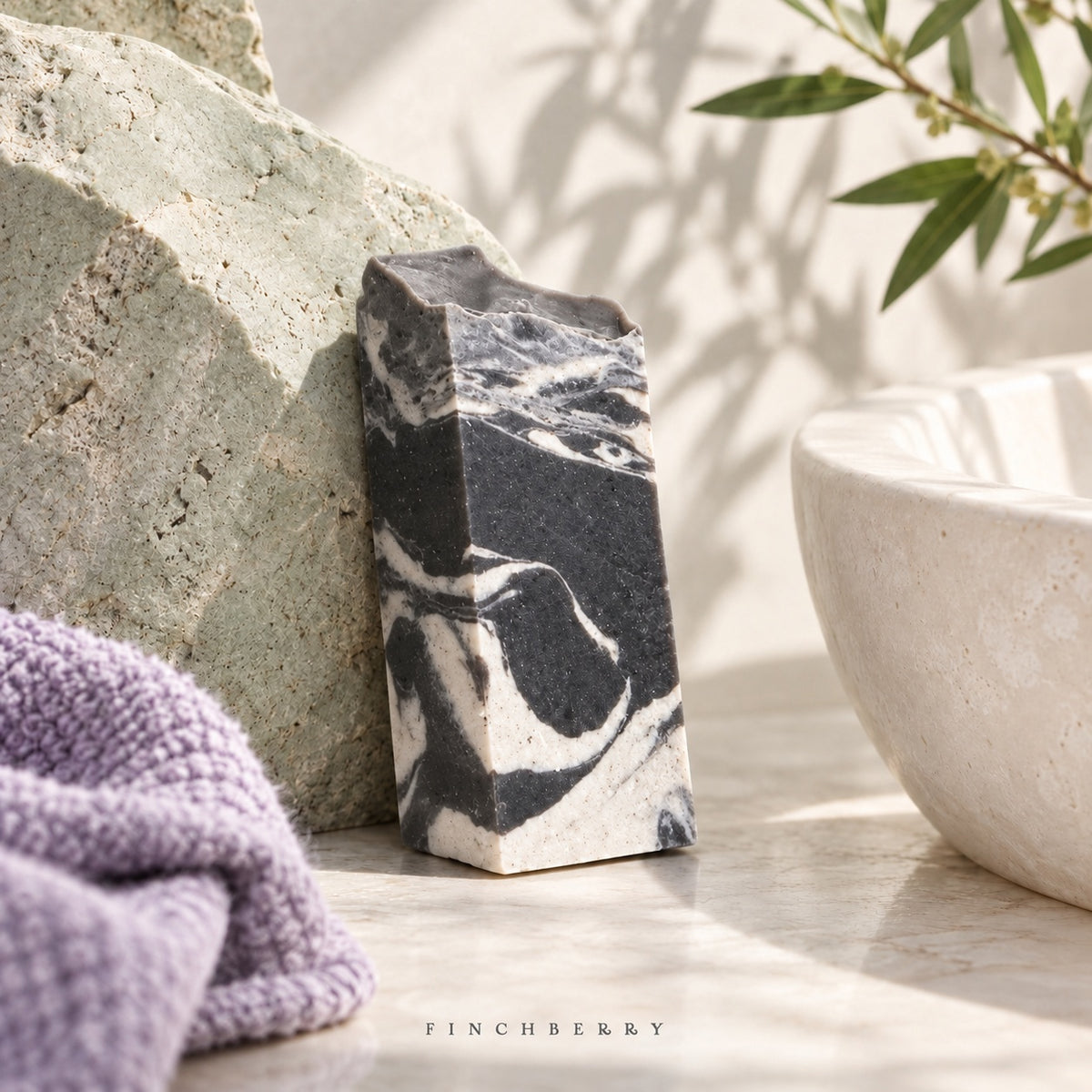 Charcoal Detox face soap showing narrow front and one-inch depth