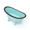 blue enameled metal bathtub soap dish